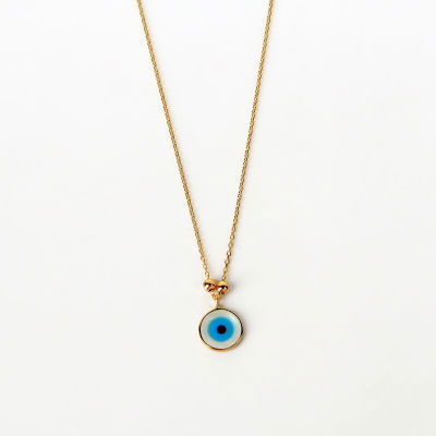 Sedefli Nazar Boncuklu Altın Kolye 14KLY406 - Altınaşkı