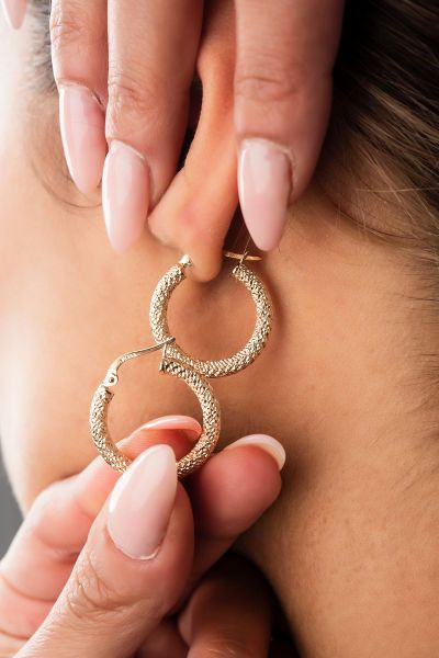 Simli Halka Altın Küpe 14KP2008 - Altınaşkı