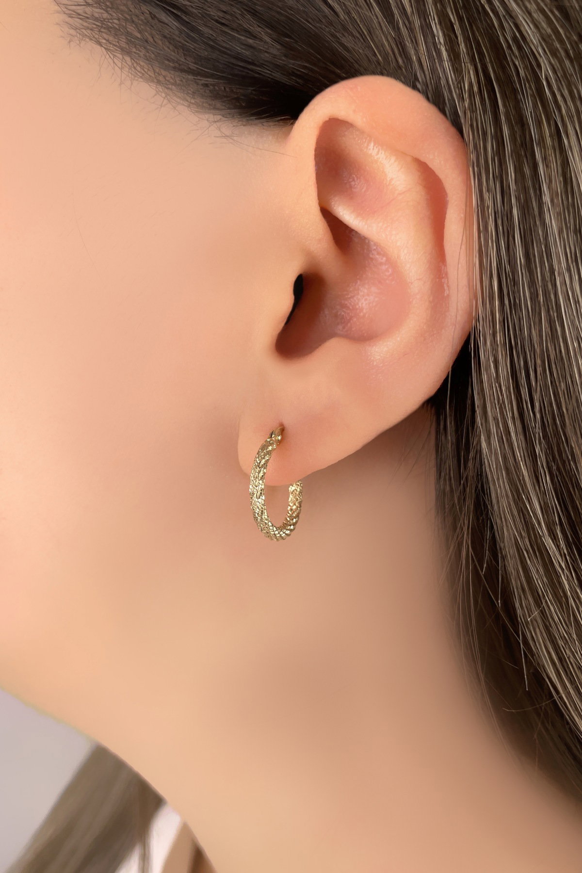 Simli Halka Altın Küpe 8KP2880 - 2