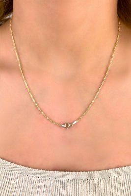 Singapur Zincirli Baget Baget Taşlı Altın Kolye 8KLY2345 - 3