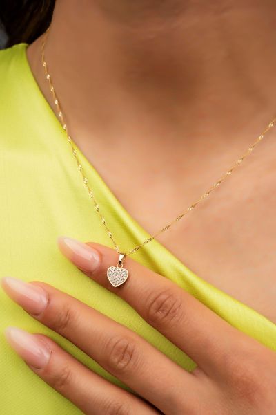 Singapur Zincirli Kalp Altın Kolye 14KLY5567 - Altınaşkı