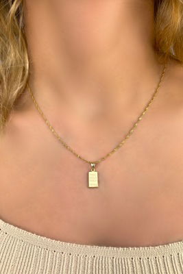 Singapur Zincirli Külçe Altın Kolye 8KLY4521 - 2