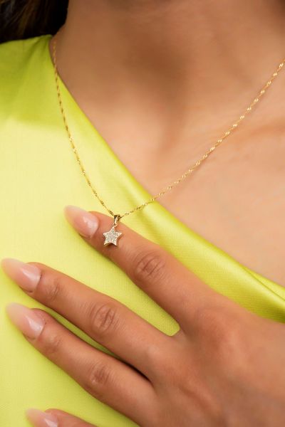 Singapur Zincirli Yıldız Altın Kolye 14KLY5566 - Altınaşkı