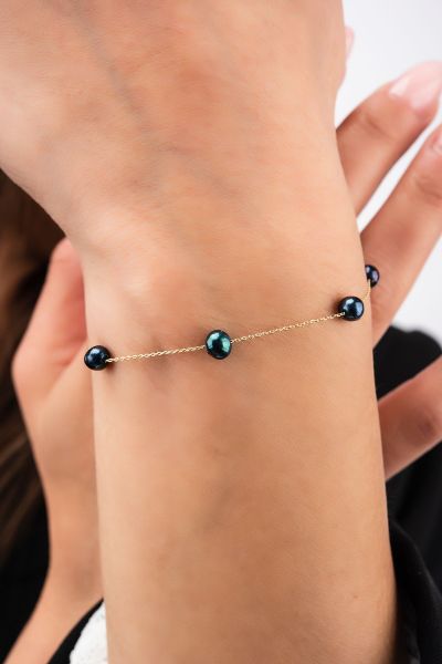 Siyah İnci Altın Bileklik 14KNY004 - Altınaşkı