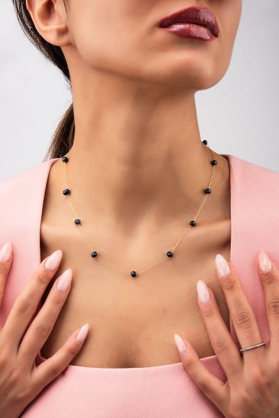 Siyah İnci Altın Kolye 14KLY0010 - Altınaşkı