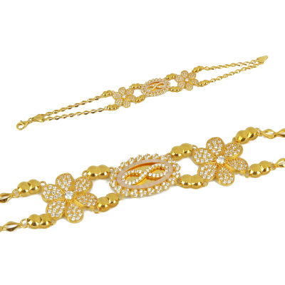 Sonsuzluk Çiçekli Taşlı Altın Bileklik 14KNY20 - Altınaşkı