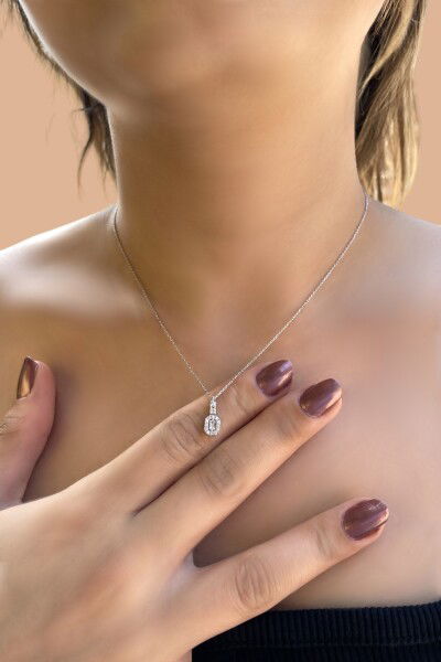 Baget Taşlı Altın Kolye 8KLY1251 - Altınaşkı