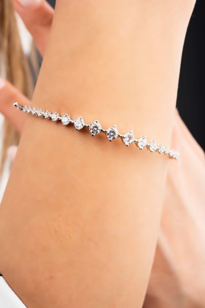 Suyolu Beyaz Altın Bilezik 8KLPC681 - Altınaşkı