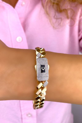 Taşlı Altınaşkı Gurmet Altın Bileklik 14KNY313 - 1