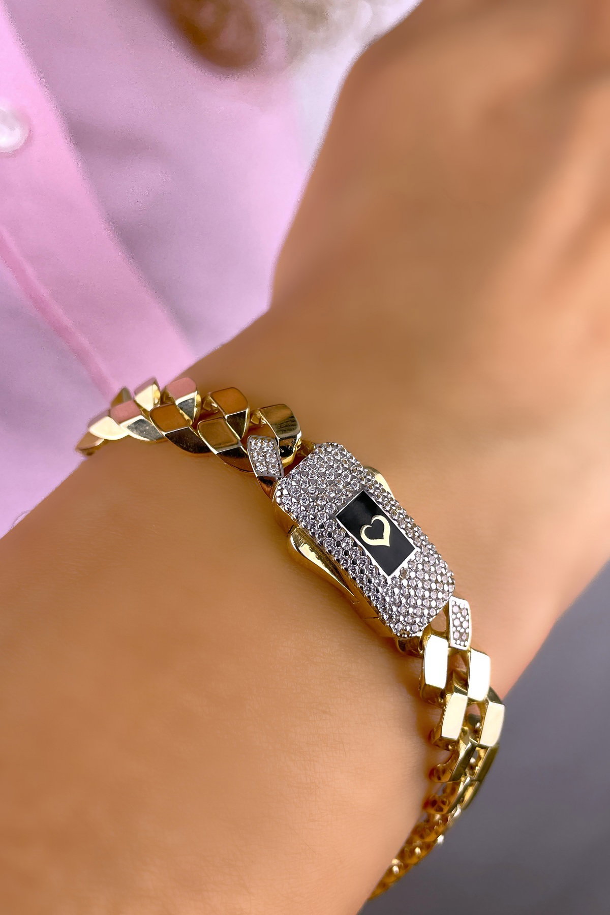 Taşlı Altınaşkı Gurmet Altın Bileklik 14KNY318 - 1