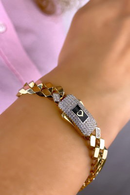 Taşlı Altınaşkı Gurmet Altın Bileklik 14KNY318 - 1