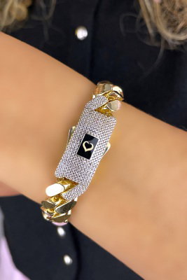 Taşlı Altınaşkı Gurmet Altın Bileklik 14KNY321 - 1