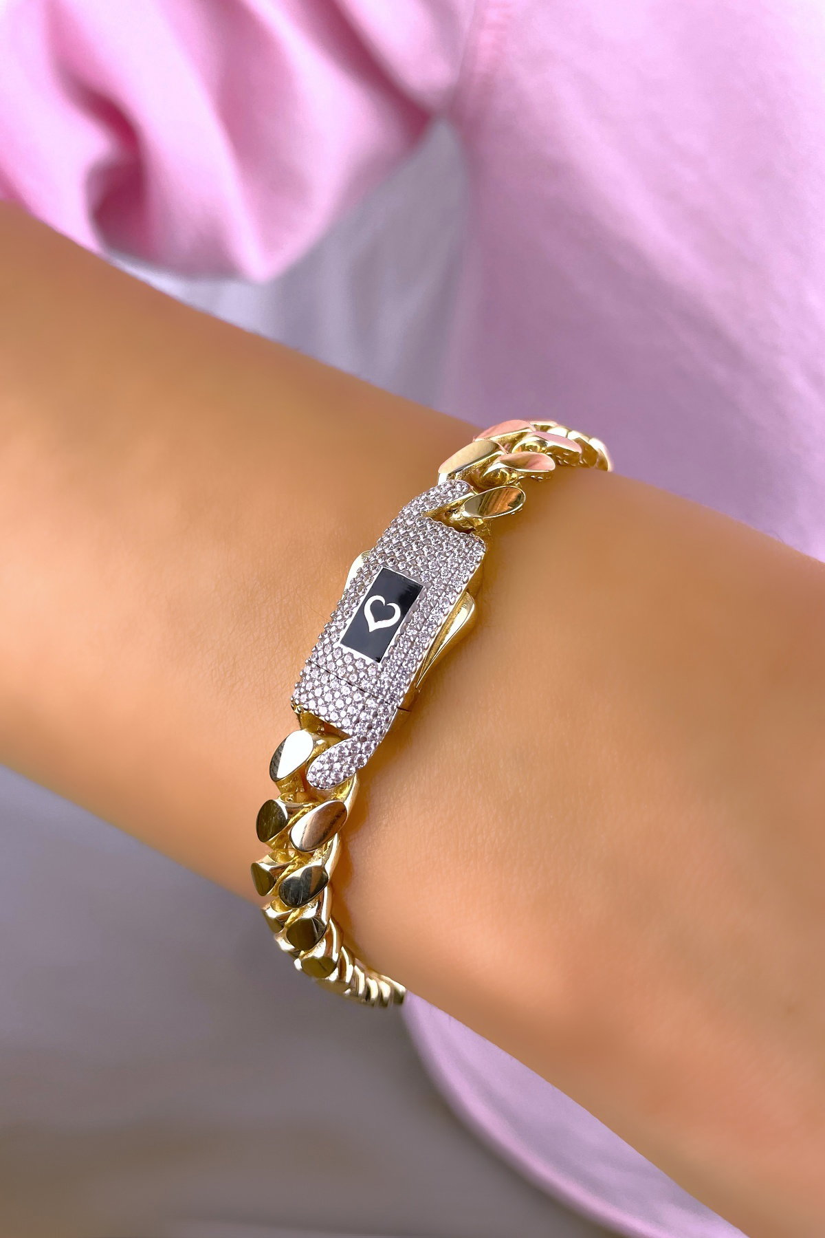 Taşlı Altınaşkı Gurmet Altın Bileklik 14KNY324 - 1