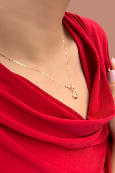 Taşlı Ayyıldız Altın Kolye 14KLY1234 - Altınaşkı