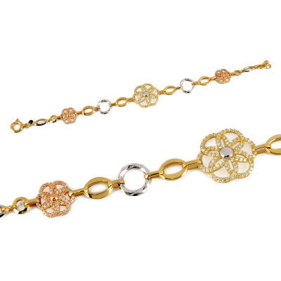 Taşlı Çiçekli Altın Bileklik 14KNY80 - Altınaşkı