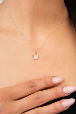  Taşlı Çift Kalpli Hayalet Altın Kolye 8KLY640 - 3