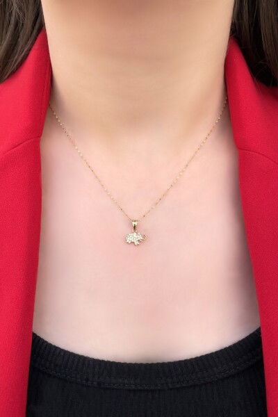 Taşlı Fil Altın Kolye 14KLY5510 - Altınaşkı