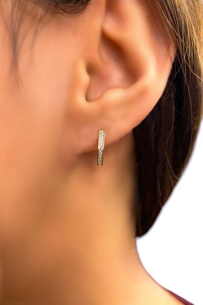 Taşlı Geometrik Altın Küpe 14KP2084 - Altınaşkı