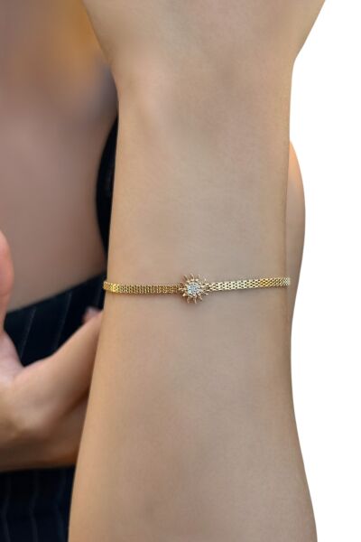 Taşlı Güneş Petra Altın Bileklik 14KNY4795 - Altınaşkı