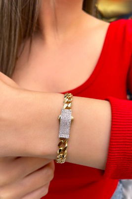 Taşlı Gurmet Altın Bileklik 14KNY9127 - 1