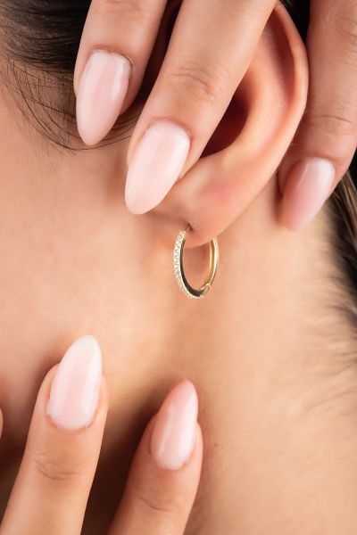 Taşlı Halka Altın Küpe 14KP2330 - Altınaşkı