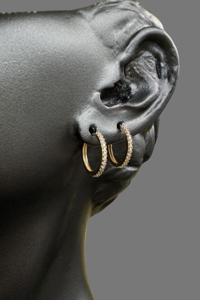 Taşlı Halka Altın Küpe 14KP7205 - Altınaşkı