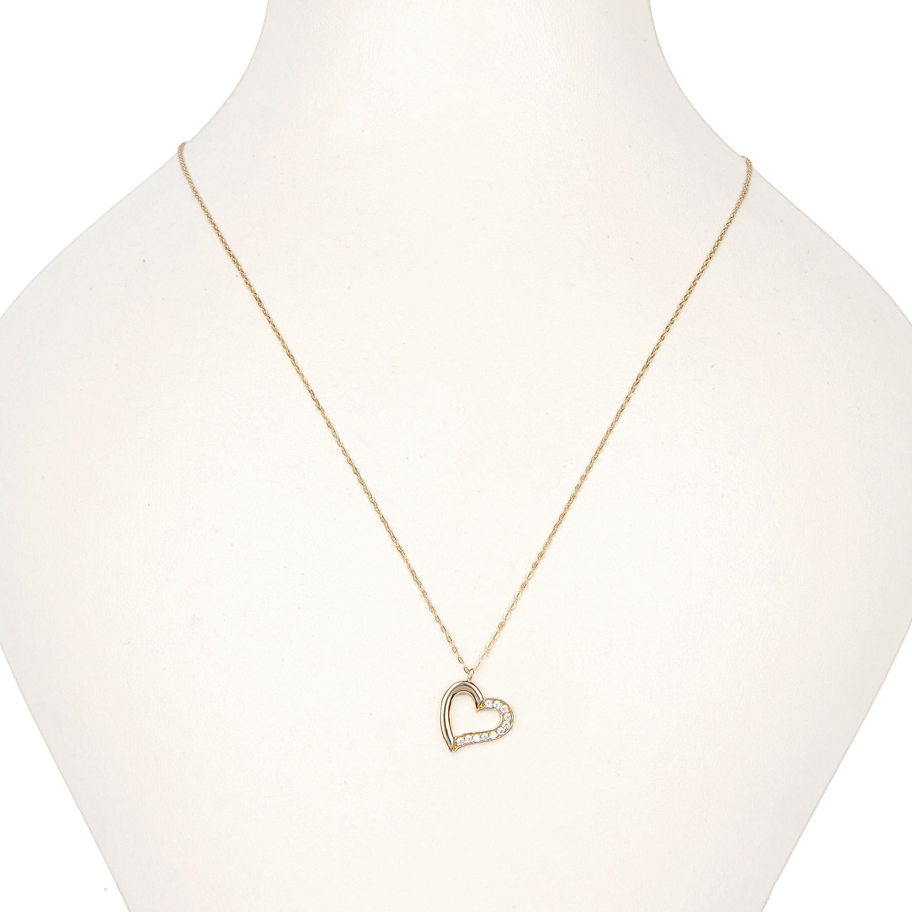 Taşlı Kalp Hayalet Altın Kolye 8KLY795 - 3