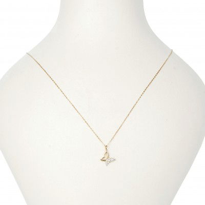 Taşlı Kelebek Hayalet Altın Kolye 8KLY790 - 3