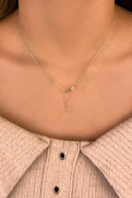 Taşlı Külçe Altın Kolye 8KLY8765 - 4