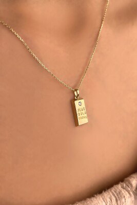 Taşlı Külçe Altın Kolye 8KLY8765 - 1