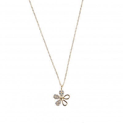 Taşlı Papatya Hayalet Altın Kolye 8KLY625 - 3