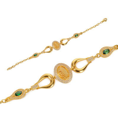 Taşlı Tuğralı Bileklik 14KNY394 - Altınaşkı