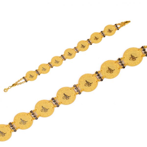 Taşlı Tuğralı Bileklik 14KNY575 - Altınaşkı