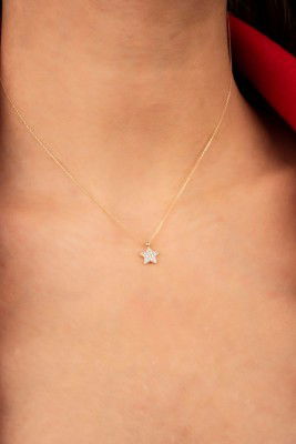 Taşlı Yıldız Hayalet Altın Kolye 8KLY528 - 2