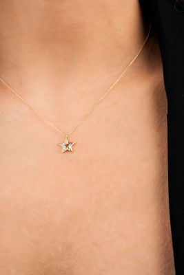 Taşlı Yıldız Hayalet Altın Kolye 8KLY744 - 2