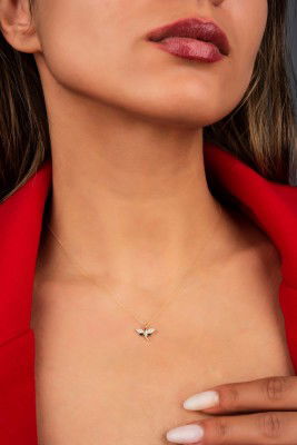 Taşlı Yusufçuk Hayalet Altın Kolye 8KLY753 - 2