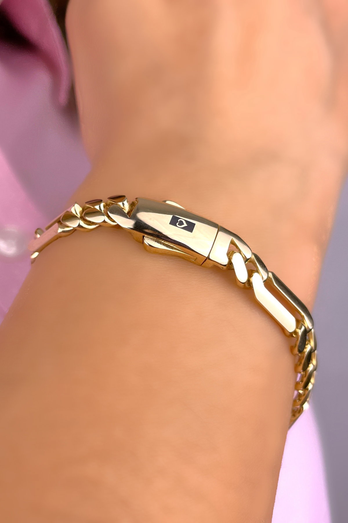 Taşsız Altınaşkı Figaro Altın Bileklik 14KNY346 - 1