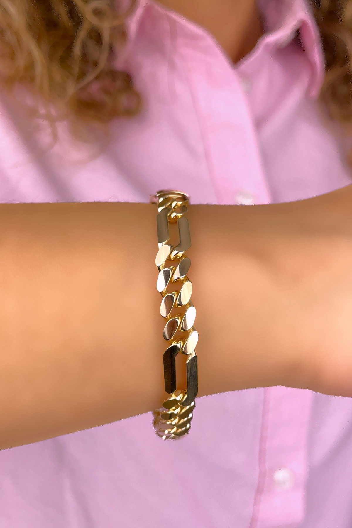 Taşsız Altınaşkı Figaro Altın Bileklik 14KNY346 - 2