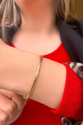 Taşsız Esnek Altın Bileklik 8KNY5490 - 1