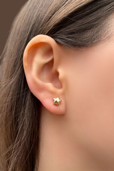 Taşsız Yıldız Altın Küpe 14KP414 - Altınaşkı