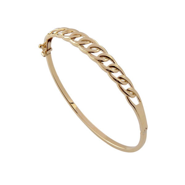 Taşsız Zincirli Altın Kelepçe Bilezik 14KLPC226 - Altınaşkı