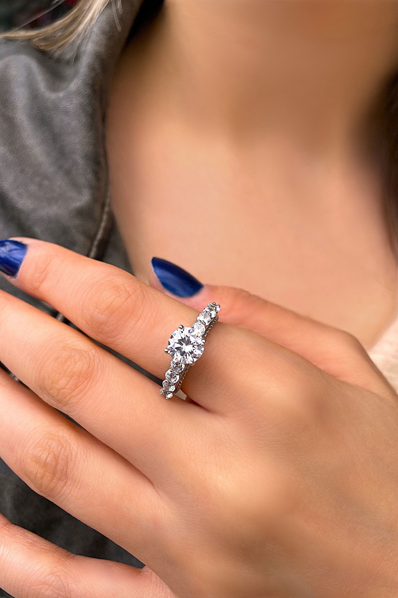 Tektaş Beyaz Altın Yüzük 14YZ7882 - 1