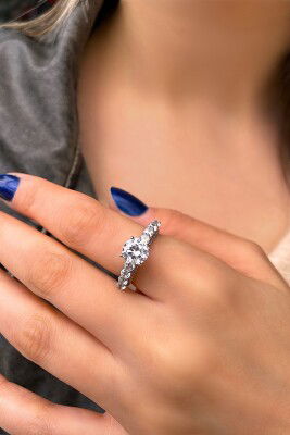 Tektaş Beyaz Altın Yüzük 14YZ7882 - 1