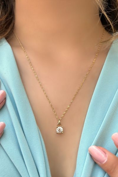 Tektaş Uçlu Singapur Altın Kolye 14KLY3045 - Altınaşkı