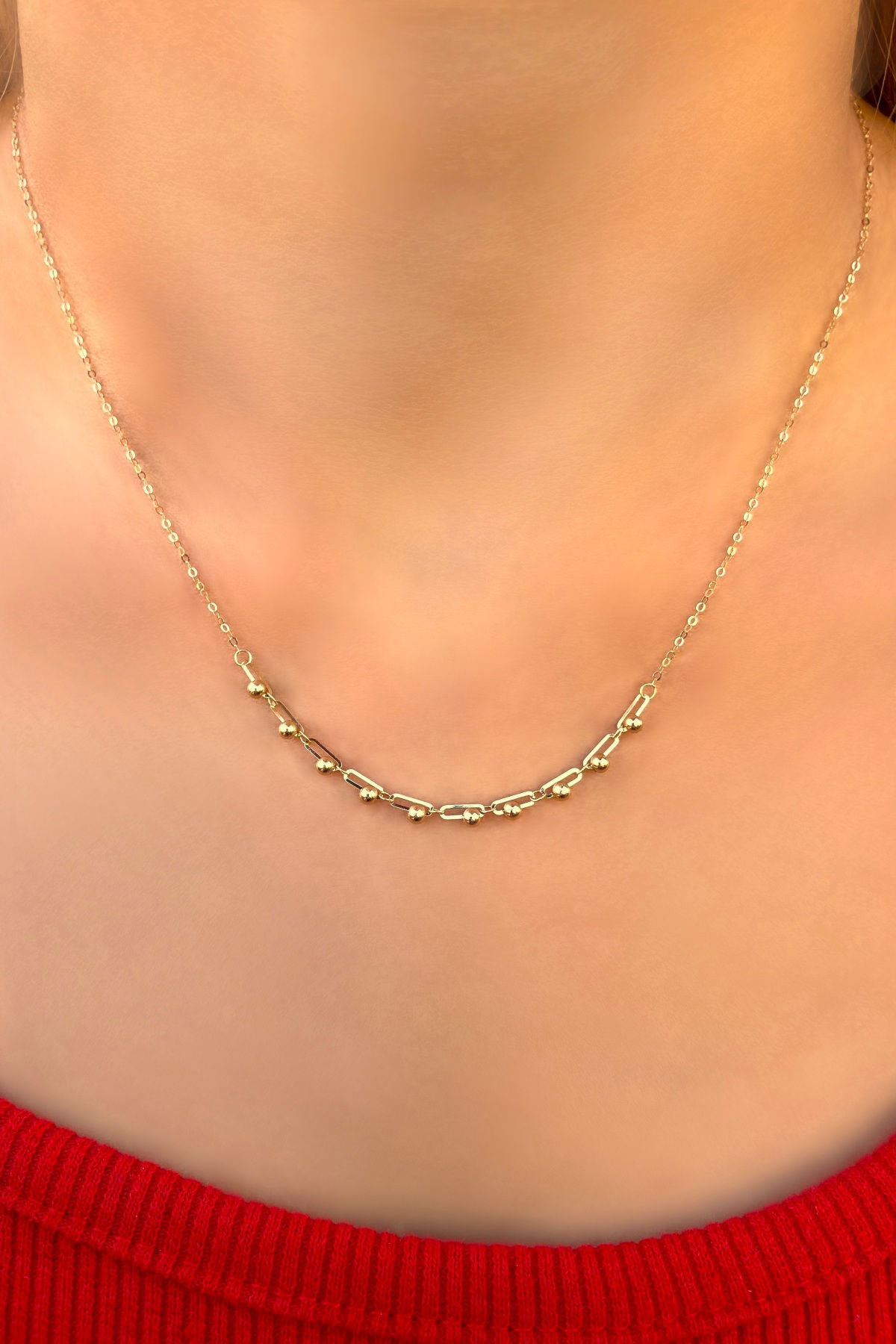 Toplu Ataş Altın Kolye 14KLY449 - 2