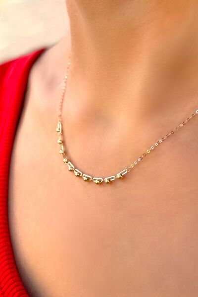 Toplu Ataş Altın Kolye 14KLY449 - Altınaşkı