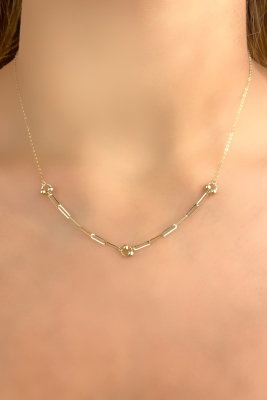 Toplu Ataş Altın Kolye 14KLY4660 - 1