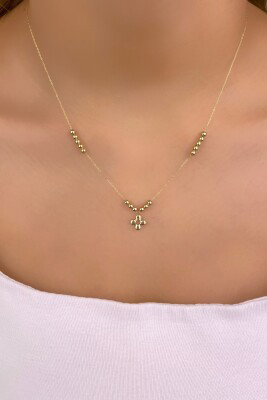 Toplu Çiçek İtalyan Altın Kolye 14KLY1130 - 2