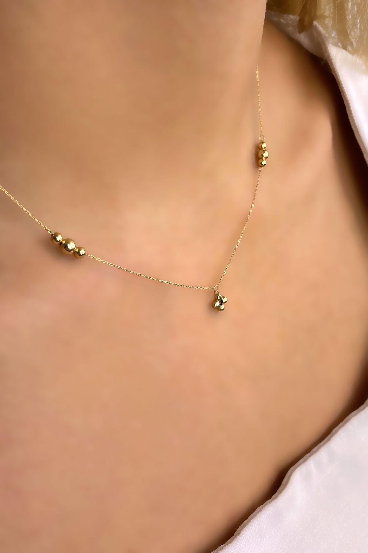 Toplu Çiçek İtalyan Altın Kolye 14KLY1134 - 1