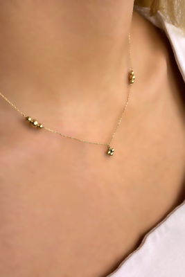 Toplu Çiçek İtalyan Altın Kolye 14KLY1134 - 1